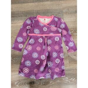 Tea‎ Girls Long Sleeved Purple Flowers Dress size 4 100% Cotton #6